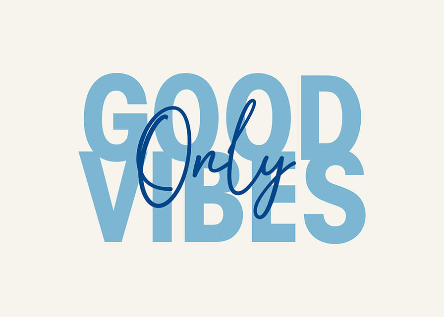 Blauer Text auf hellem Hintergrund verbreitet positive Stimmung.-12