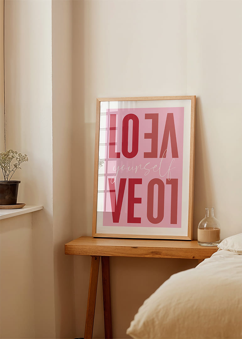 Uma mensagem carinhosa em cor-de-rosa que inspira amor próprio.-12