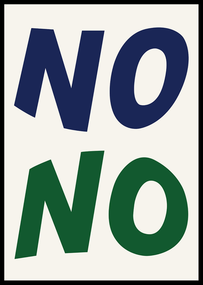 Dois "NÃOs" impactantes em cores vibrantes transmitem uma mensagem forte.-12