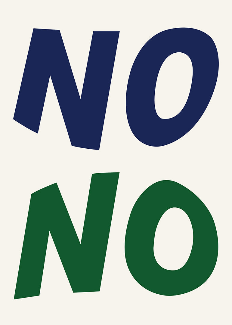 Dois "NÃOs" impactantes em cores vibrantes transmitem uma mensagem forte.-12