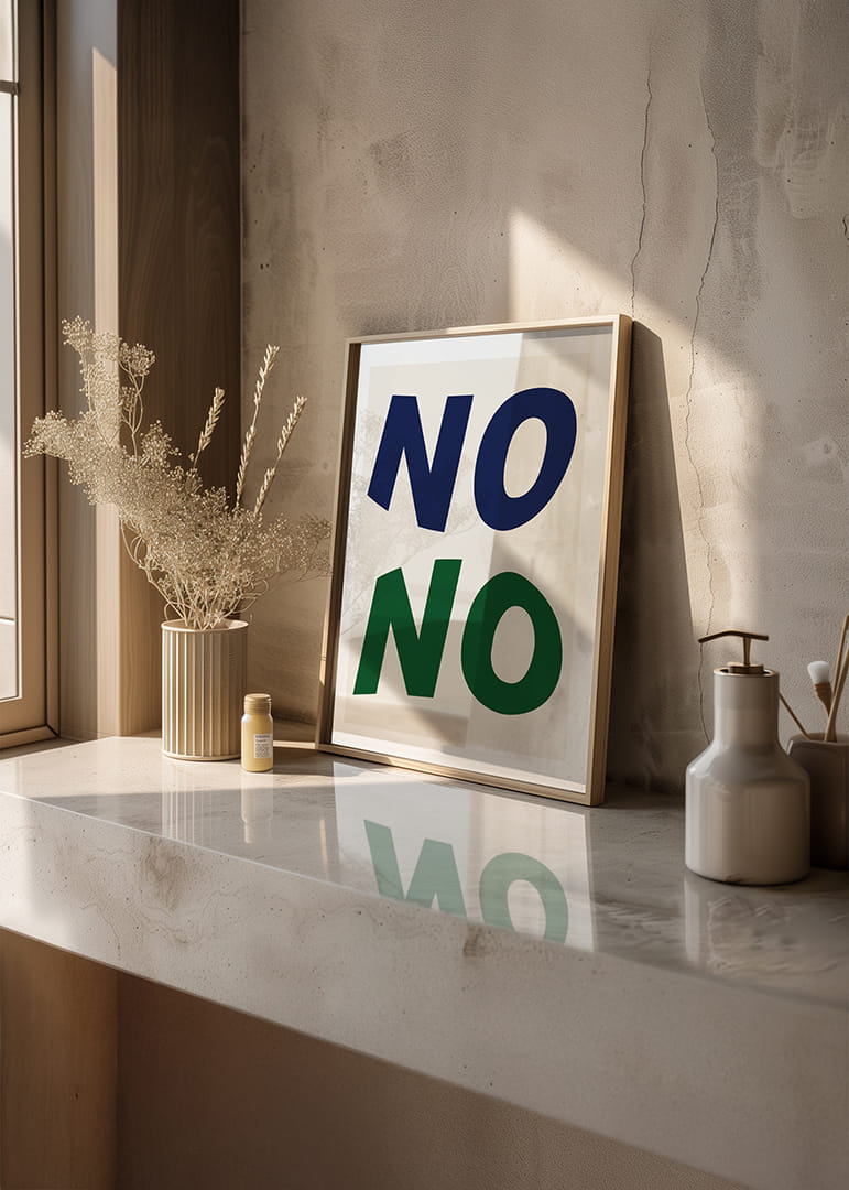Dois "NÃOs" impactantes em cores vibrantes transmitem uma mensagem forte.-12