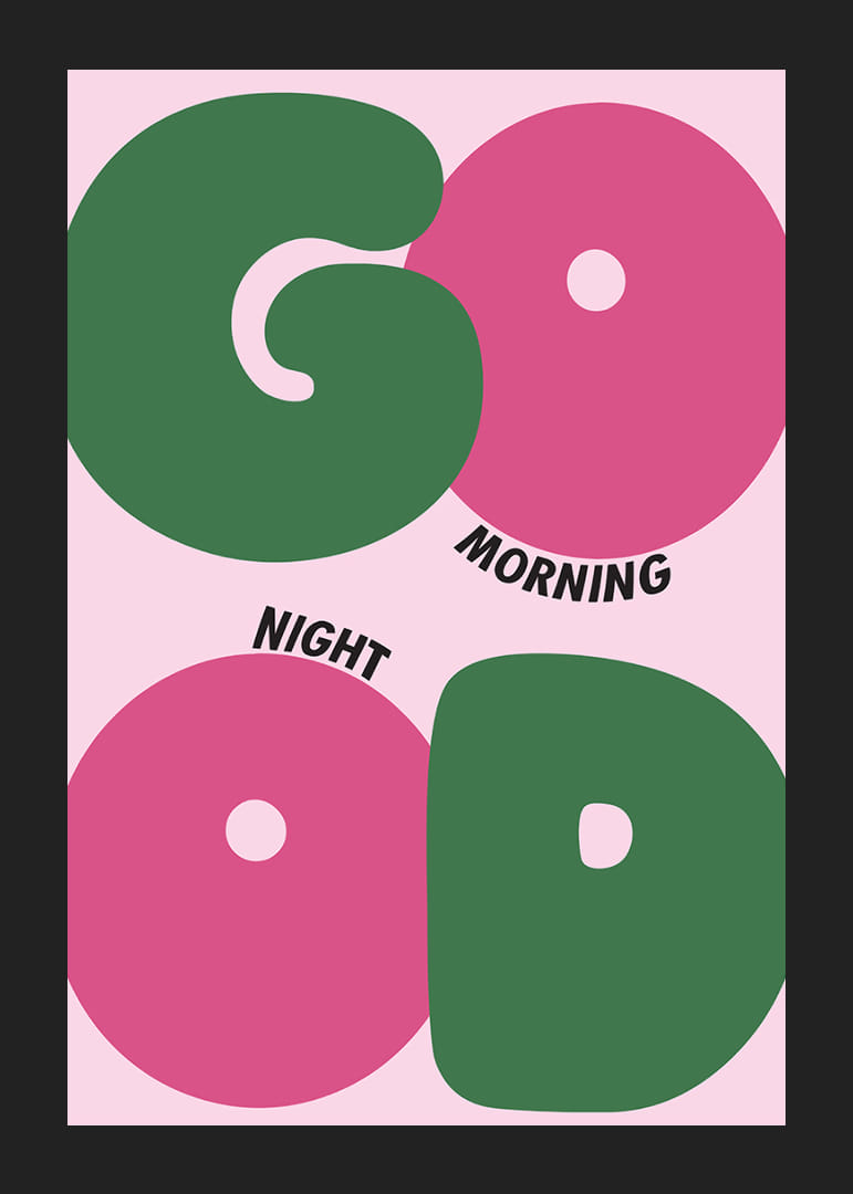 Värviline ja mänguliste kujunditega poster hommikuks ja õhtuks.-12