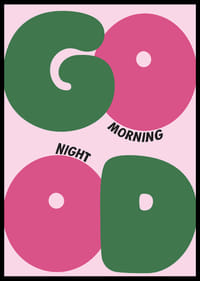 Färgglad poster med lekfulla former för morgon och natt.-2