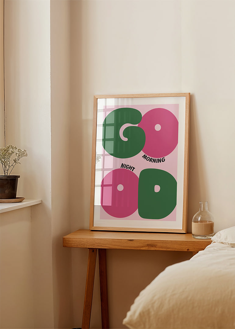 Colorful poster with playful shapes for morning and night.-12