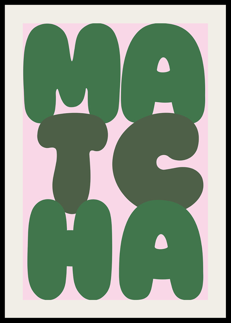 Green matcha art on a pink background exudes calm.-12