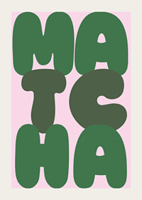 Green matcha art on a pink background exudes calm.-3