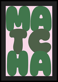 Green matcha art on a pink background exudes calm.-4