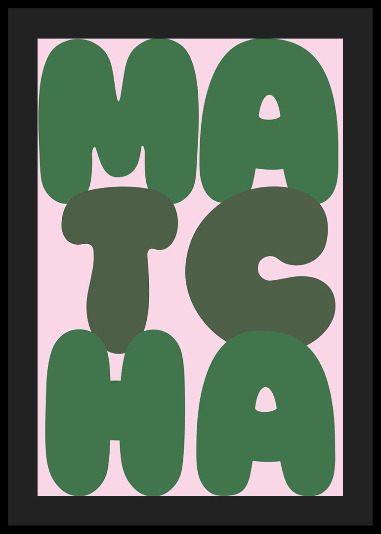 Green matcha art on a pink background exudes calm.-12