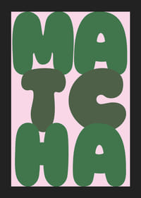 Grön matchakonst på rosa bakgrund utstrålar lugn.-5