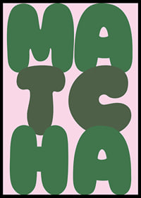 Green matcha art on a pink background exudes calm.-6