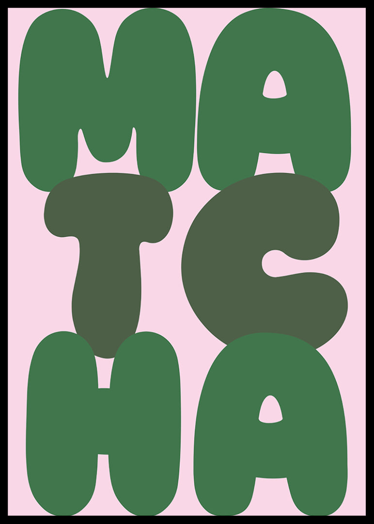 Green matcha art on a pink background exudes calm.-12
