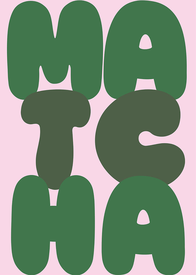 Grön matchakonst på rosa bakgrund utstrålar lugn.-12