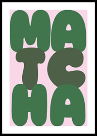 Green matcha art on a pink background exudes calm.-0