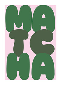 Green matcha art on a pink background exudes calm.-1