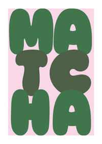 Grön matchakonst på rosa bakgrund utstrålar lugn.-1