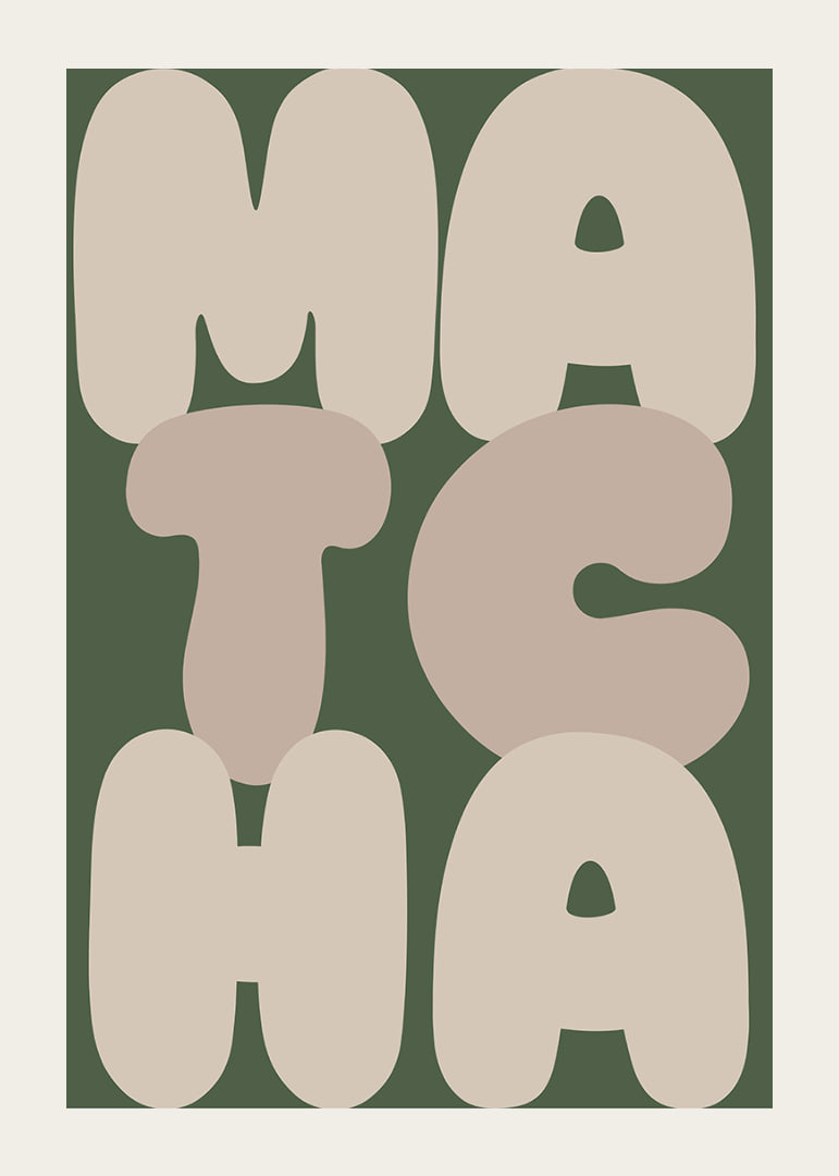 Stylish poster with the word 'MATCHA' in earthy colors.-12
