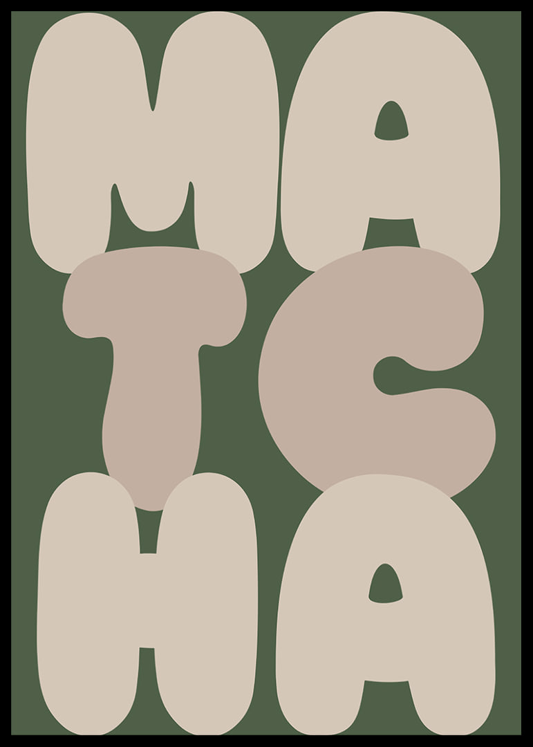 Stylish poster with the word 'MATCHA' in earthy colors.-12