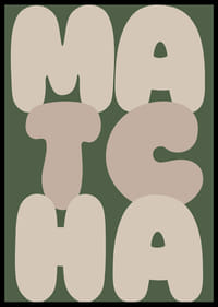 Stilren poster med ordet 'MATCHA' i jordnära färger.-2