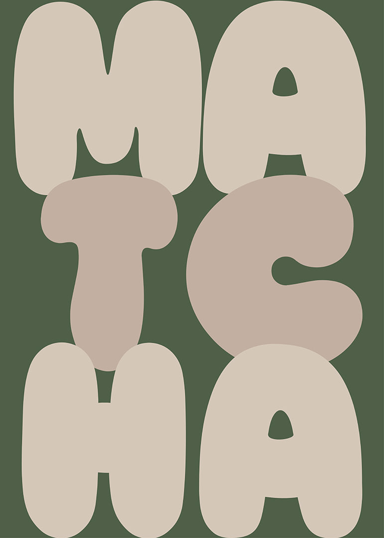 Stylish poster with the word 'MATCHA' in earthy colors.-12