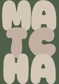 Stilren poster med ordet 'MATCHA' i jordnära färger.-3