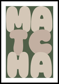Stilren poster med ordet 'MATCHA' i jordnära färger.-0