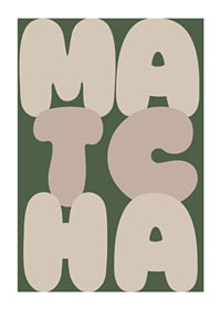 Stylish poster with the word 'MATCHA' in earthy colors.-1