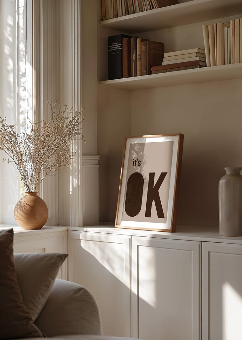 Stilren poster med ett lugnande budskap i mjuka jordtoner.-12