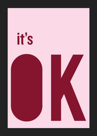 Lyserød og rød plakat med et beroligende budskab.-5