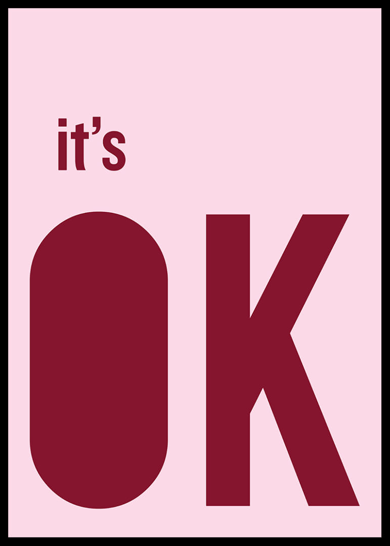 Rosa och röd poster med ett lugnande budskap.-12