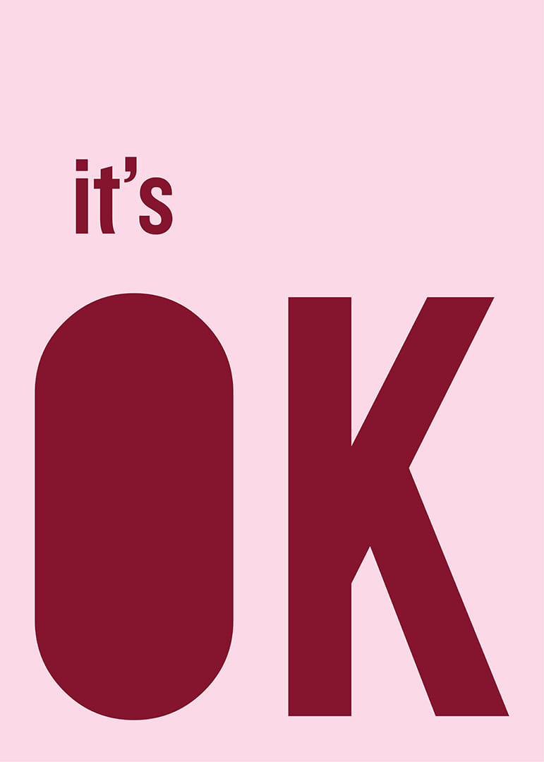 Rosa och röd poster med ett lugnande budskap.-12