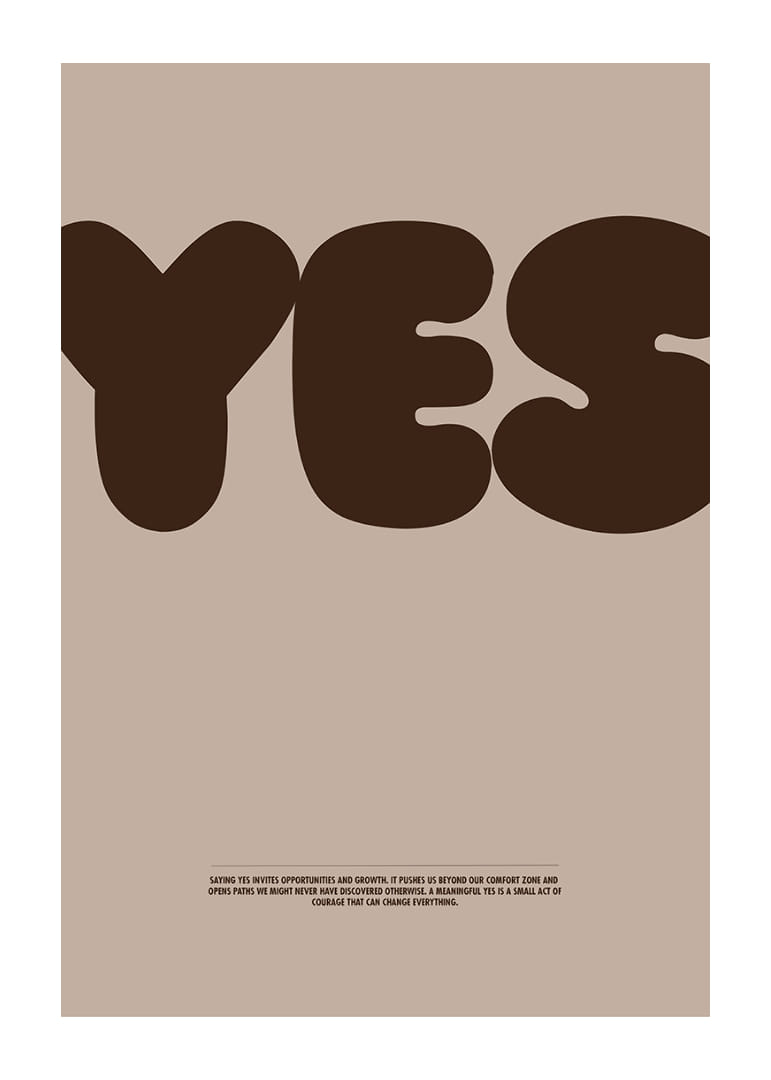 Um grande "SIM" em cartazes elegantes em tons terra.-12