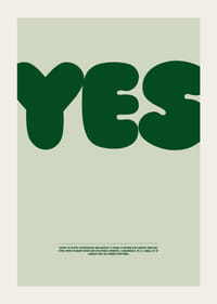 Ein kraftvolles „JA“ in einem tiefen Grünton vermittelt Hoffnung und Zuversicht.-3