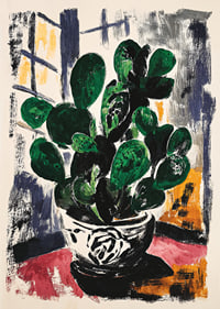 Cactus in an artistic setting with bold brushstrokes.-1