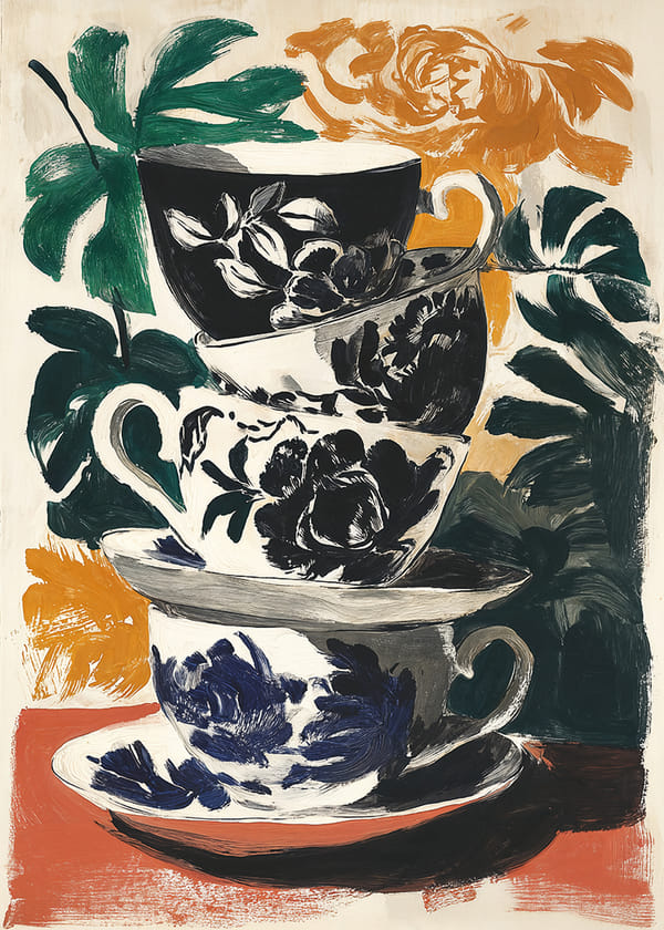 Plagát Beautifully Painted Teacups