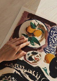 Colorful still life with fish and citrus fruits.-3