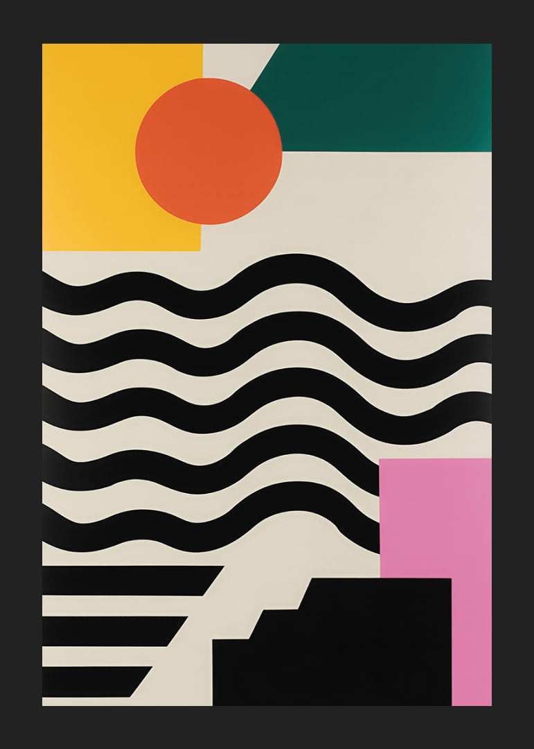 Djärva former och färger skapar ett levande intryck.-12