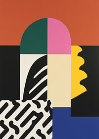 Colorful shapes create a playful and dynamic expression.-7