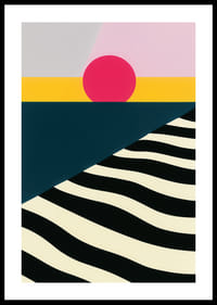 Kleurrijke en opvallende poster met geometrische vormen en diepe contrasten.-0