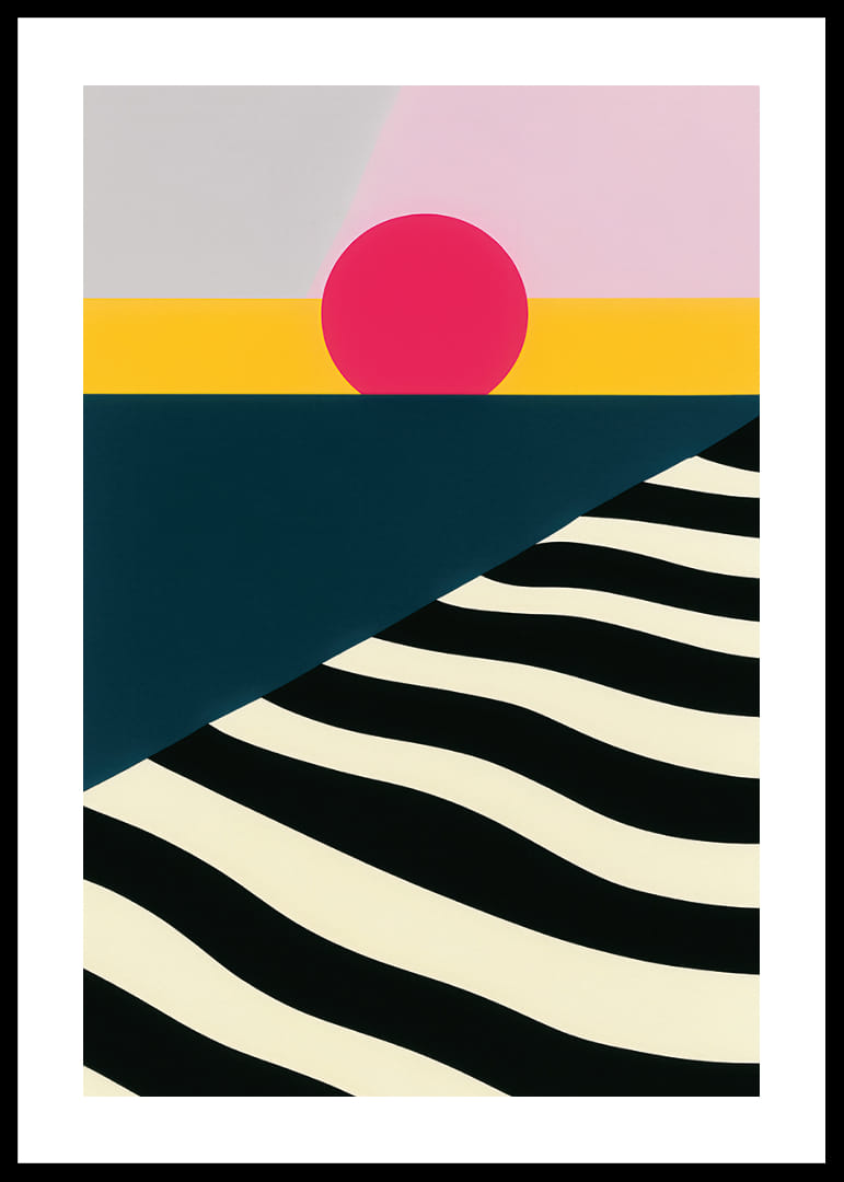 Kleurrijke en opvallende poster met geometrische vormen en diepe contrasten.-12