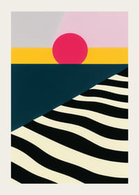 Färgstark och djärv poster med geometriska former och djupa kontraster.-3