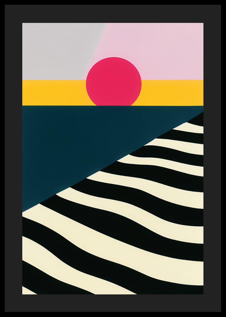 Färgstark och djärv poster med geometriska former och djupa kontraster.-12