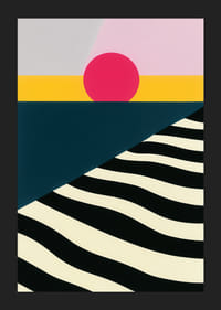 Färgstark och djärv poster med geometriska former och djupa kontraster.-5