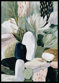 Abstracte bloemen en bladeren dansen in harmonie.-2