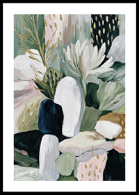 Abstrakta blommor och blad dansar i harmoni.-0