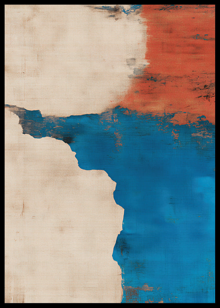 Gedempte harmonieën van blauw en rood creëren een stijlvol kunstwerk.-12