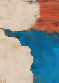 Gedempte harmonieën van blauw en rood creëren een stijlvol kunstwerk.-3