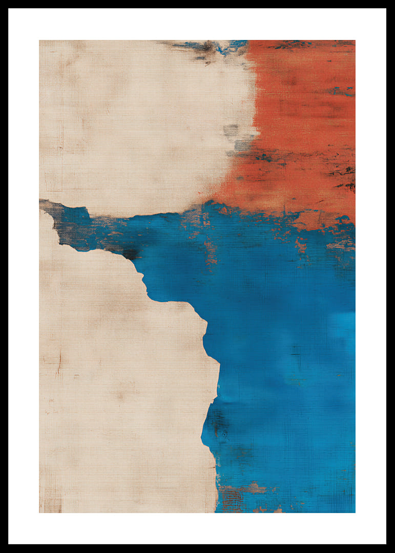 Gedempte harmonieën van blauw en rood creëren een stijlvol kunstwerk.-12