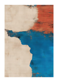 Gedempte harmonieën van blauw en rood creëren een stijlvol kunstwerk.-1