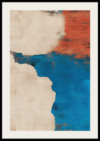 Dova harmonier av blått och rött skapar ett stilfullt konstverk.-2