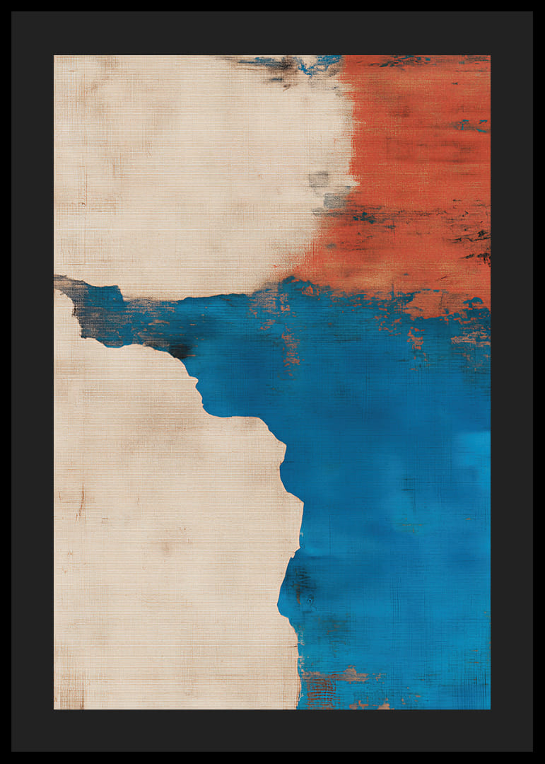 Dova harmonier av blått och rött skapar ett stilfullt konstverk.-12